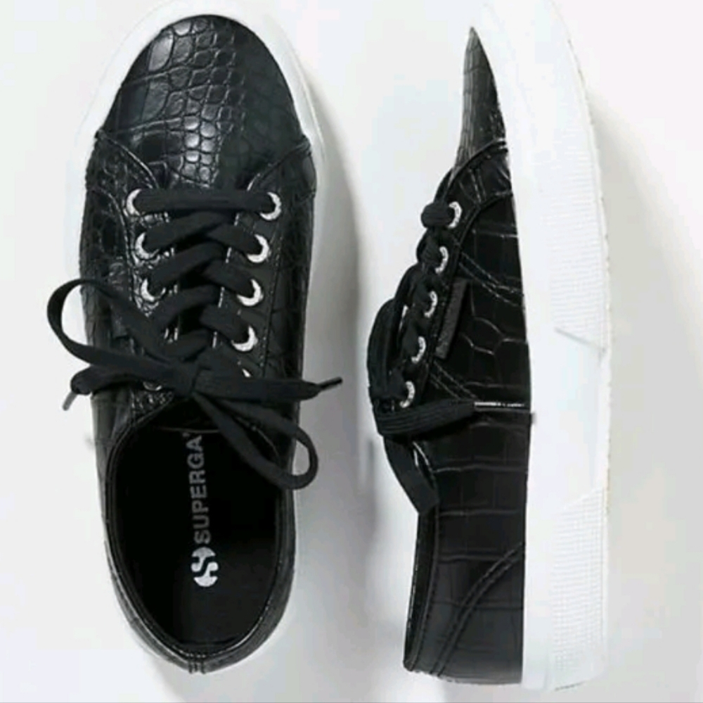 Superga 2750 Embossed faux Crocodile sneakers - black